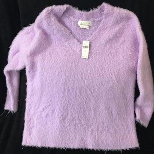 Anthropologie Fuzzy Lavender Purple Sweater NWT XS 26% Merino Wool 5% Alpaca Y2K